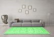 Machine Washable Persian Emerald Green Traditional Area Rugs in a Living Room,, wshtr847emgrn