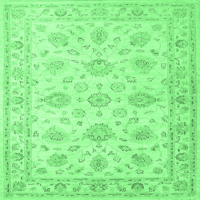 Square Machine Washable Persian Emerald Green Traditional Area Rugs, wshtr847emgrn