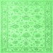 Square Machine Washable Persian Emerald Green Traditional Area Rugs, wshtr847emgrn