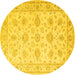 Round Machine Washable Persian Yellow Traditional Rug, wshtr847yw