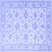 Square Machine Washable Persian Blue Traditional Rug, wshtr847blu