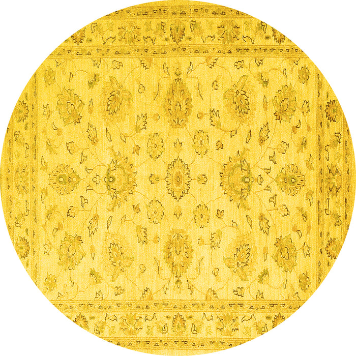 Round Persian Yellow Traditional Rug, tr847yw
