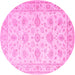 Round Persian Pink Traditional Rug, tr847pnk