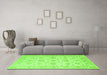 Machine Washable Persian Green Traditional Area Rugs in a Living Room,, wshtr847grn