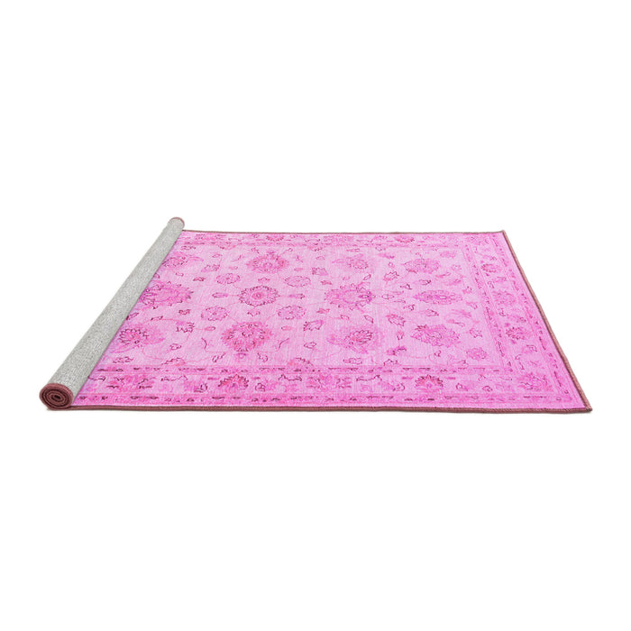 Sideview of Machine Washable Persian Pink Traditional Rug, wshtr847pnk