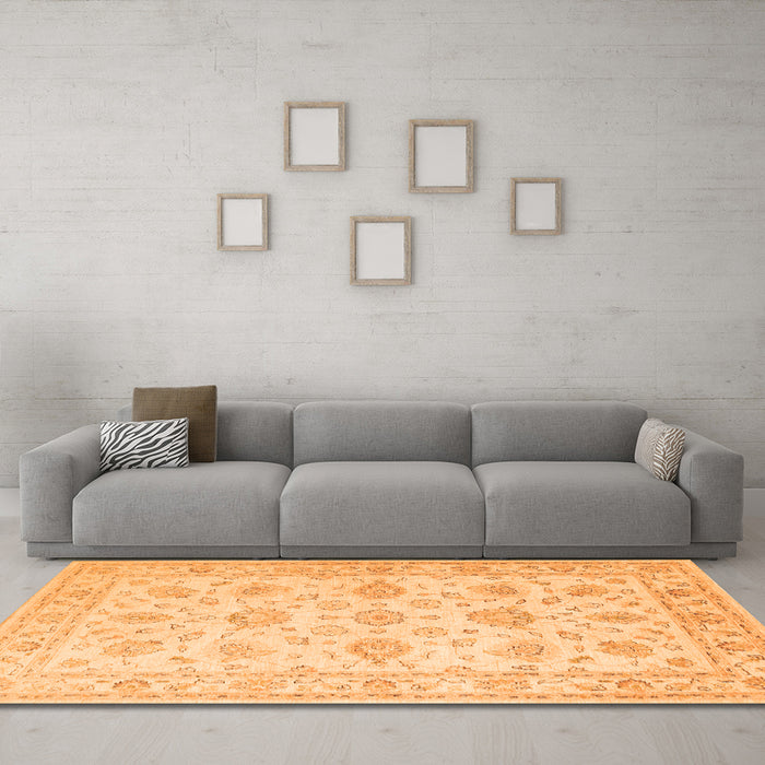 Machine Washable Persian Orange Traditional Area Rugs in a Living Room, wshtr847org