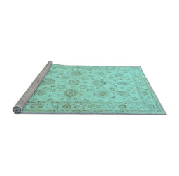 Sideview of Machine Washable Persian Light Blue Traditional Rug, wshtr847lblu