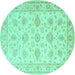 Round Persian Turquoise Traditional Rug, tr847turq