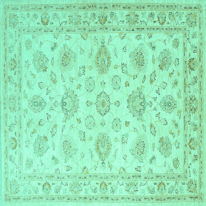 Square Machine Washable Persian Turquoise Traditional Area Rugs, wshtr847turq