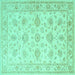 Square Machine Washable Persian Turquoise Traditional Area Rugs, wshtr847turq