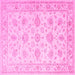Square Machine Washable Persian Pink Traditional Rug, wshtr847pnk