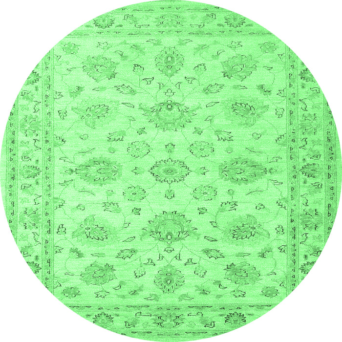 Round Machine Washable Persian Emerald Green Traditional Area Rugs, wshtr847emgrn