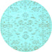 Round Persian Light Blue Traditional Rug, tr848lblu