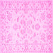 Square Machine Washable Persian Pink Traditional Rug, wshtr848pnk