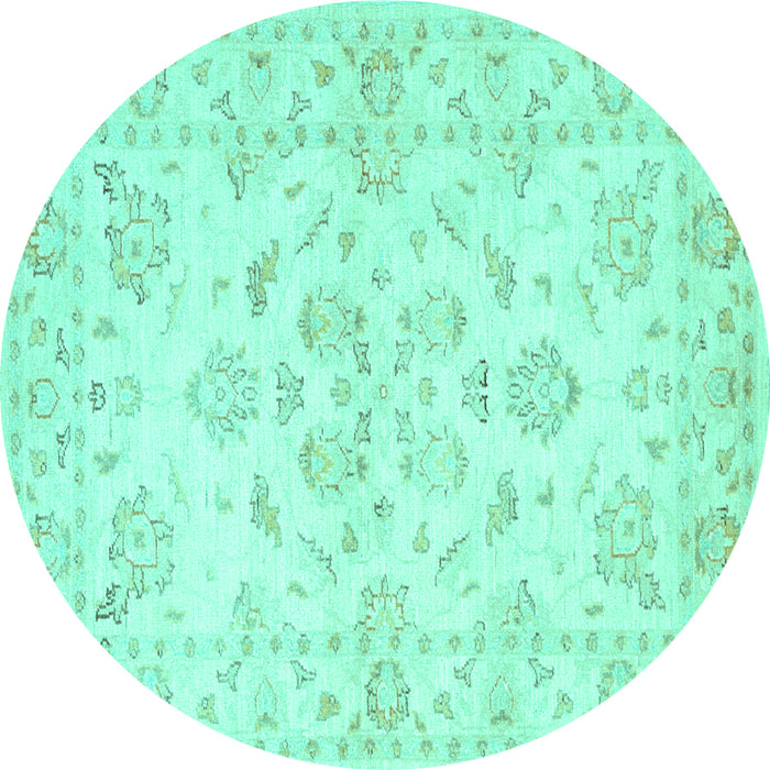 Round Persian Turquoise Traditional Rug, tr848turq