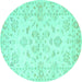 Round Persian Turquoise Traditional Rug, tr848turq