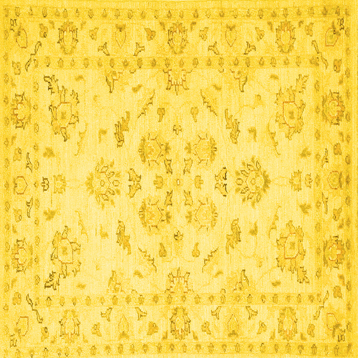 Square Machine Washable Persian Yellow Traditional Rug, wshtr848yw