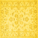 Square Machine Washable Persian Yellow Traditional Rug, wshtr848yw