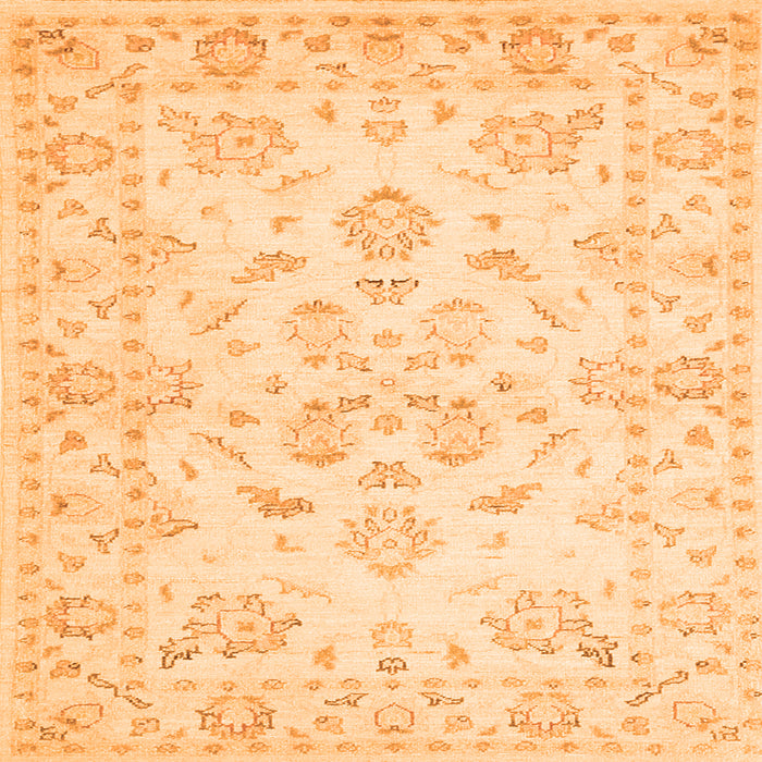 Round Machine Washable Persian Orange Traditional Area Rugs, wshtr848org
