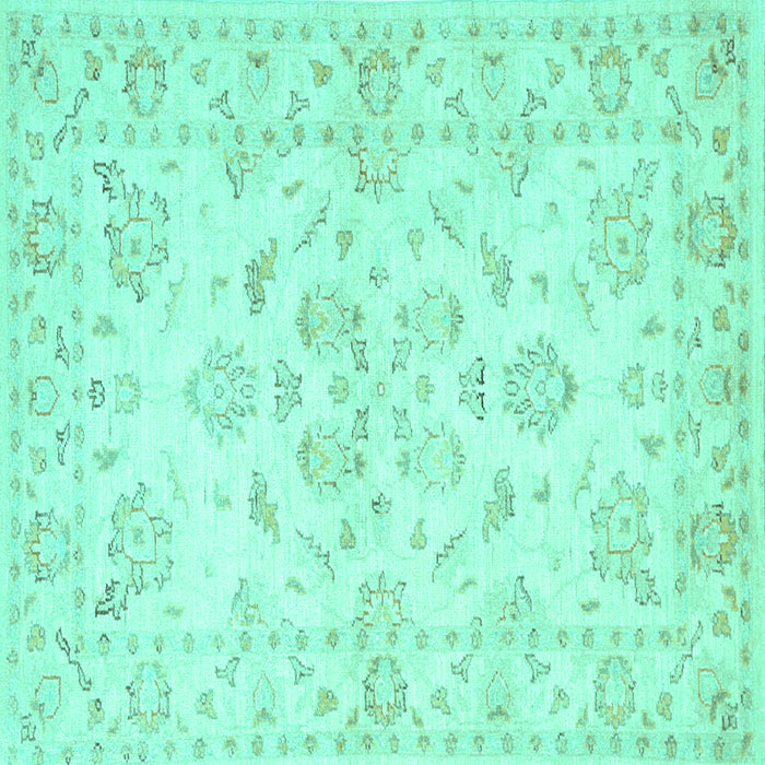 Square Machine Washable Persian Turquoise Traditional Area Rugs, wshtr848turq