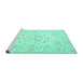 Sideview of Machine Washable Persian Turquoise Traditional Area Rugs, wshtr848turq