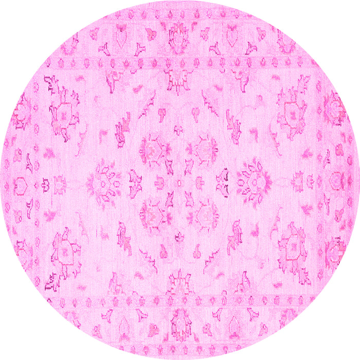 Round Machine Washable Persian Pink Traditional Rug, wshtr848pnk