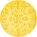 Round Machine Washable Persian Yellow Traditional Rug, wshtr848yw