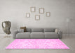 Machine Washable Persian Pink Traditional Rug in a Living Room, wshtr848pnk