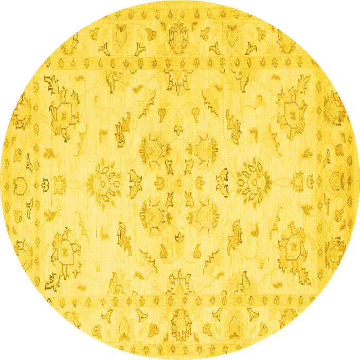 Round Persian Yellow Traditional Rug, tr848yw