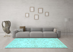 Machine Washable Persian Light Blue Traditional Rug in a Living Room, wshtr848lblu