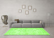 Machine Washable Persian Green Traditional Area Rugs in a Living Room,, wshtr848grn