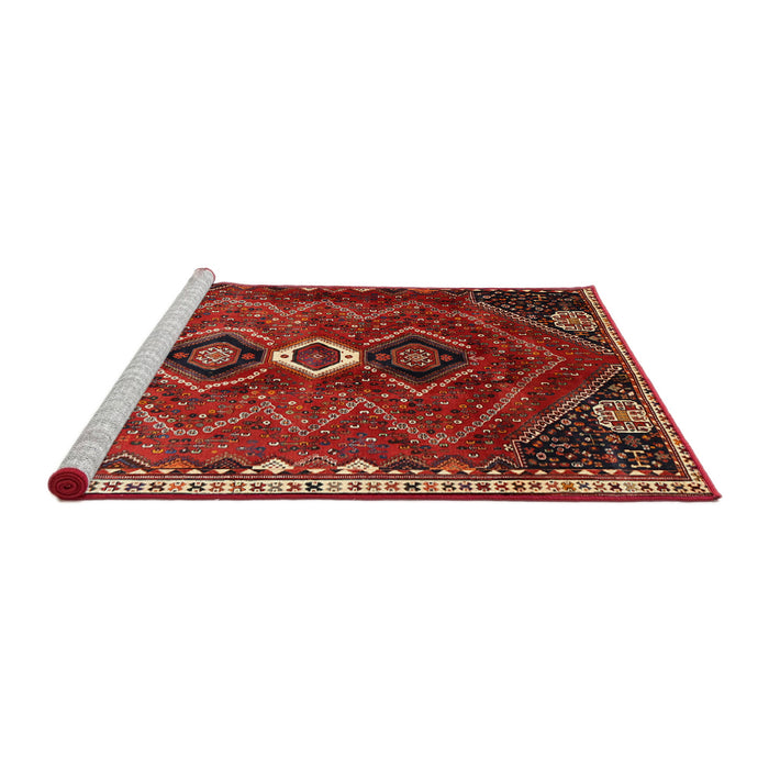Sideview of Machine Washable Traditional Rust Pink Rug, wshtr849