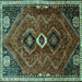 Square Persian Turquoise Traditional Rug, tr849turq