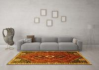 Machine Washable Persian Yellow Traditional Rug, wshtr849yw