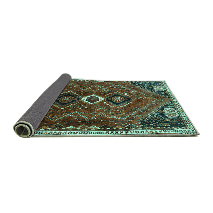 Sideview of Persian Turquoise Traditional Rug, tr849turq