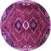 Round Machine Washable Persian Purple Traditional Area Rugs, wshtr849pur