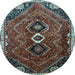 Round Machine Washable Persian Light Blue Traditional Rug, wshtr849lblu