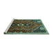 Sideview of Machine Washable Persian Turquoise Traditional Area Rugs, wshtr849turq