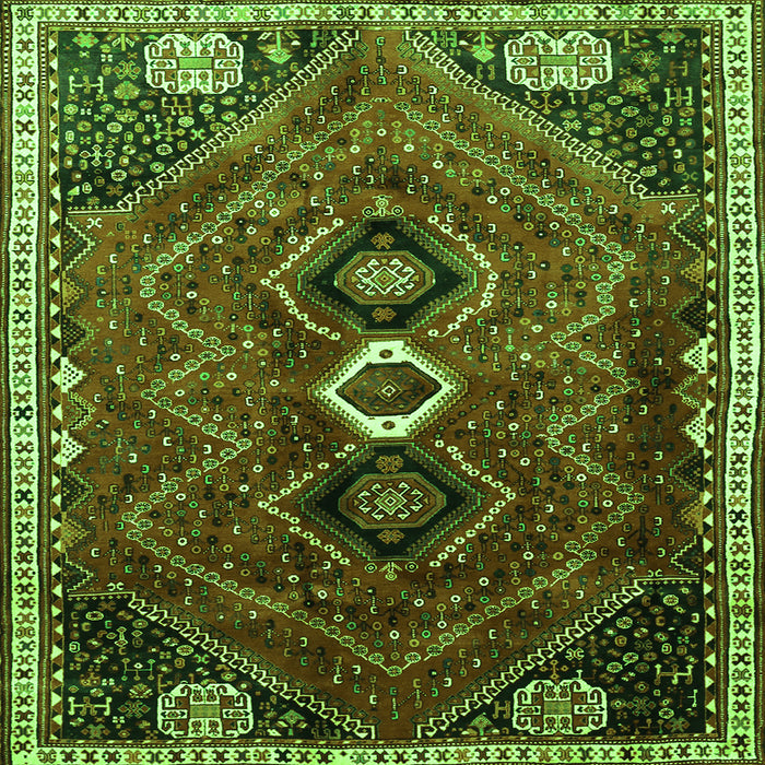 Round Machine Washable Persian Green Traditional Area Rugs, wshtr849grn