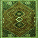 Round Machine Washable Persian Green Traditional Area Rugs, wshtr849grn