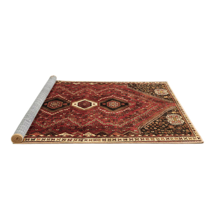 Sideview of Machine Washable Persian Brown Traditional Rug, wshtr849brn