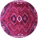 Round Machine Washable Persian Pink Traditional Rug, wshtr849pnk