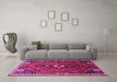 Machine Washable Persian Pink Traditional Rug in a Living Room, wshtr849pnk