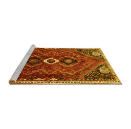 Sideview of Machine Washable Persian Yellow Traditional Rug, wshtr849yw