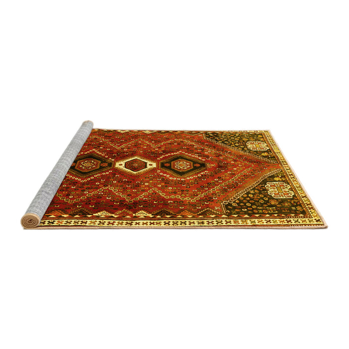Sideview of Machine Washable Persian Yellow Traditional Rug, wshtr849yw