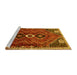 Sideview of Machine Washable Persian Yellow Traditional Rug, wshtr849yw