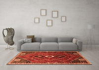 Machine Washable Persian Orange Traditional Rug, wshtr849org