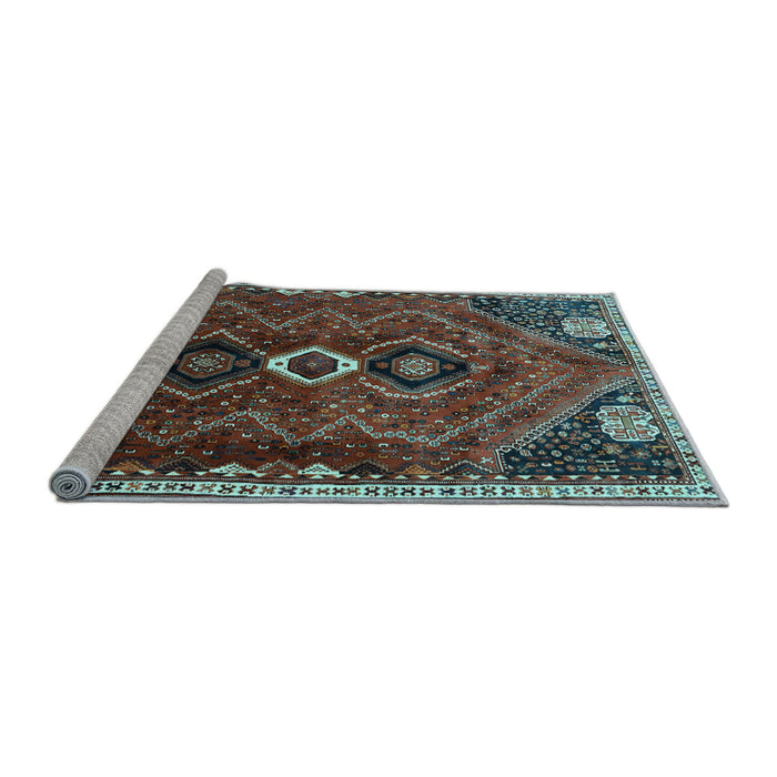 Sideview of Machine Washable Persian Light Blue Traditional Rug, wshtr849lblu