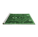 Sideview of Machine Washable Persian Emerald Green Traditional Area Rugs, wshtr849emgrn