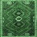 Square Machine Washable Persian Emerald Green Traditional Area Rugs, wshtr849emgrn